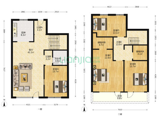 融创都会中心悦山 4室1厅1卫 185平方