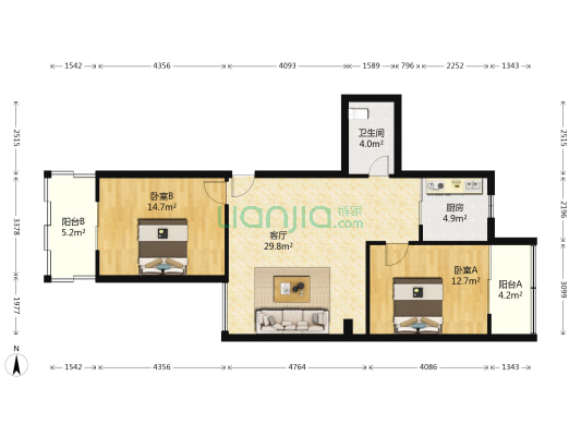 惠馨苑 2室1厅1卫 102平方