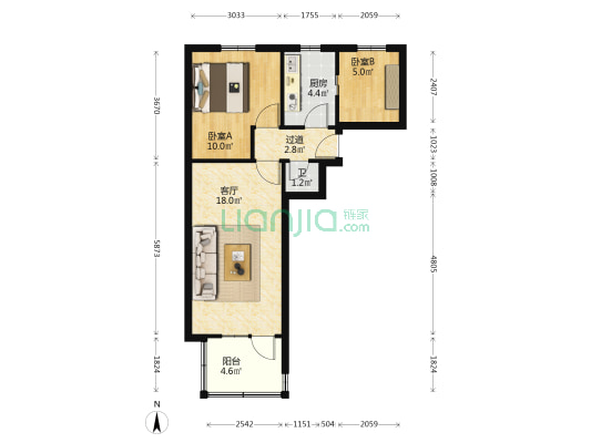 兰石东四区 2室1厅1卫 47平方