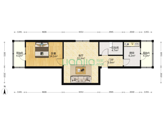 德宏里 1室1厅1卫 74平方