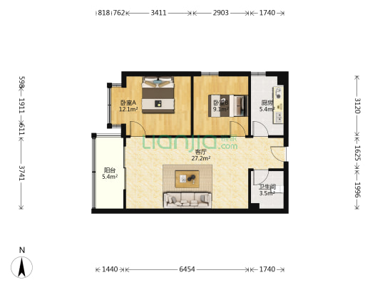 上桥新街 2室1厅1卫 77平方