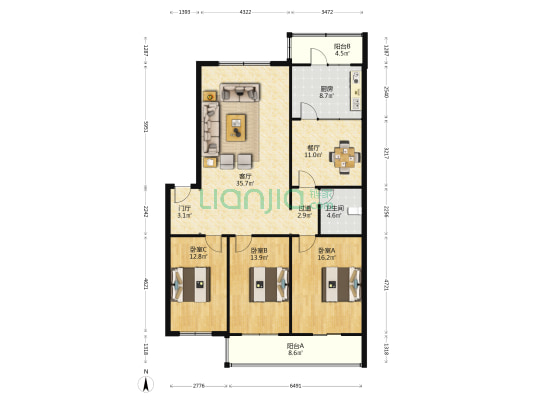 欣西苑 3室2厅1卫 147平方