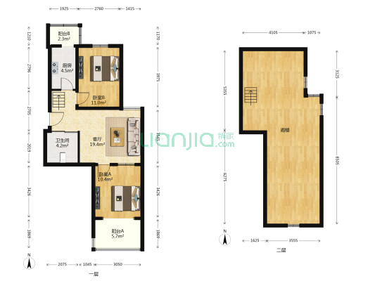 门头馨村北二区 2室1厅1卫 71平方