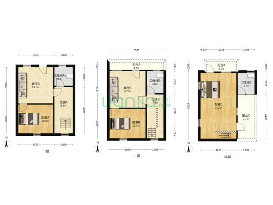 和平后街 3室2厅3卫 108平方