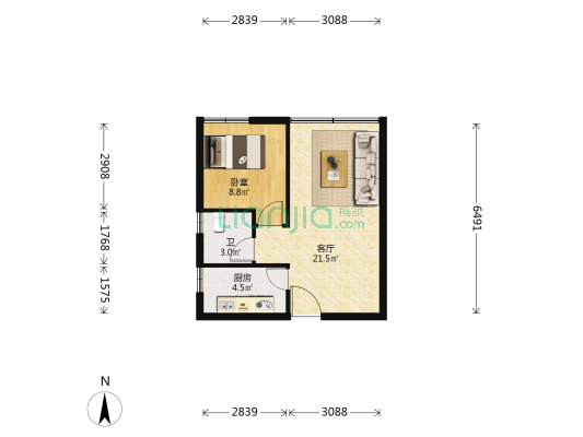 兴怡小区 1室1厅1卫 49平方