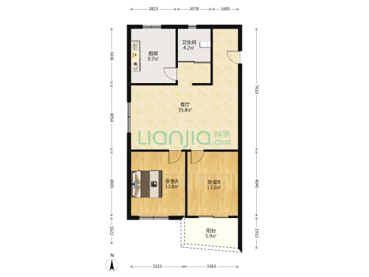 青春苑 2室1厅1卫 97平方