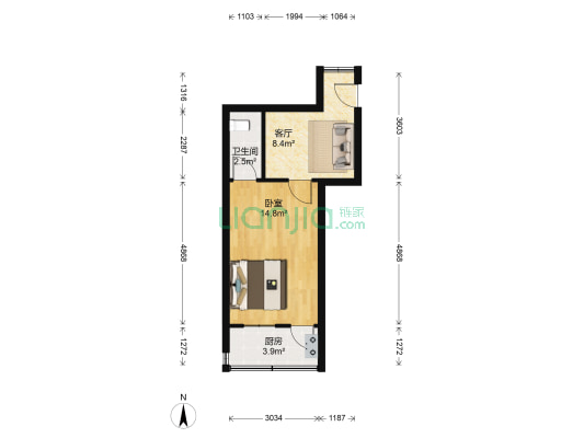 德盛路 1室1厅1卫 38平方