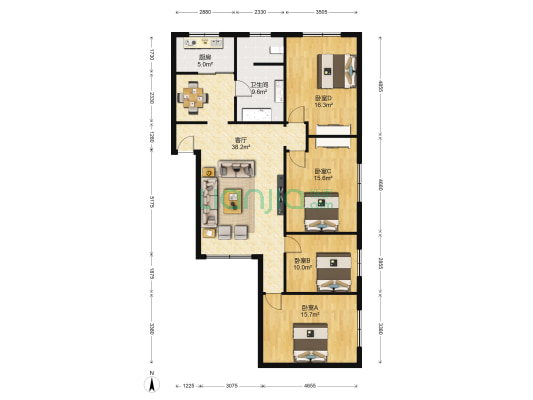 下南街37号 4室1厅1卫 128平方