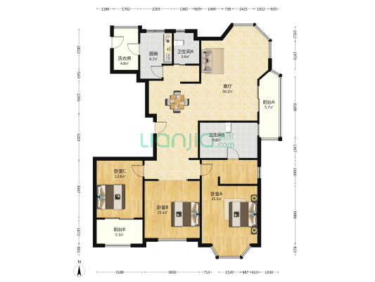 浦江公馆 3室1厅2卫 183平方