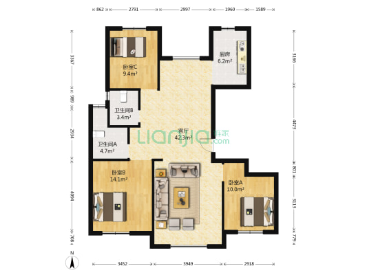 兴盛苑 3室1厅2卫 127平方