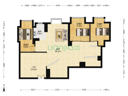 佳境天城 3室1厅0卫 115平方