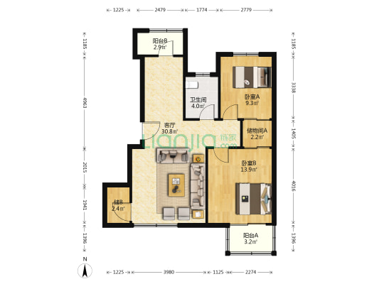 春阳北里 2室1厅1卫 99平方