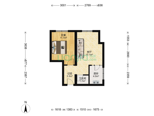 铁树斜街 1室1厅1卫 51平方
