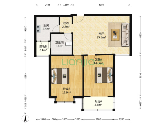 碧盛家园 2室1厅1卫 93平方