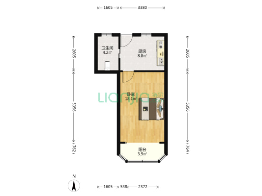 宜川小区 1室0厅1卫 41平方