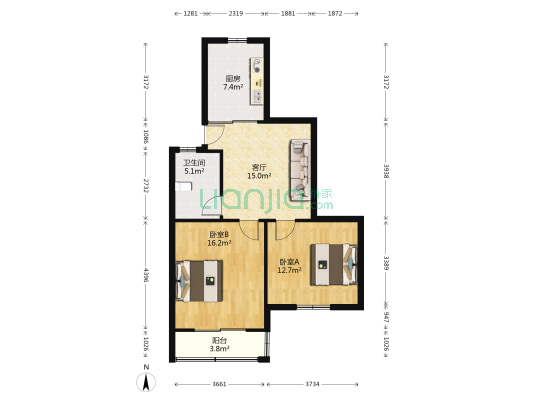 宏宝公寓 2室1厅1卫 72平方