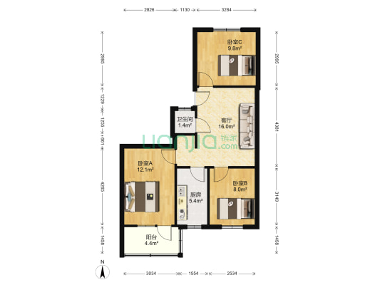 民安小区 3室1厅1卫 70平方