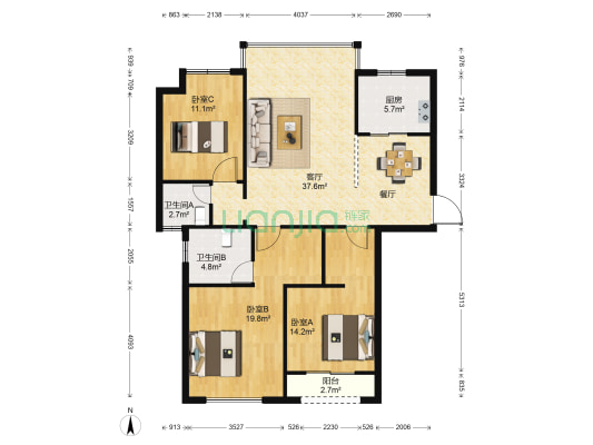 博仕后公馆 3室1厅2卫 118平方