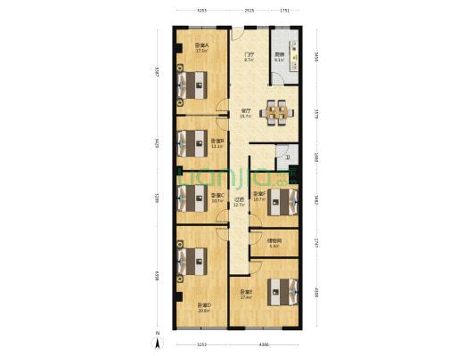 黄楼写字楼 6室1厅1卫 152平方