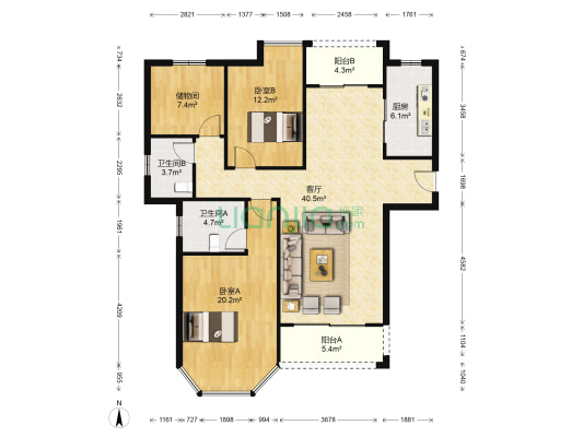 光耀荷兰堡 2室1厅2卫 138平方