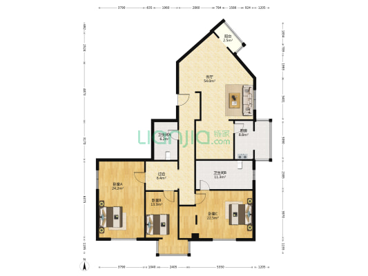 美华大厦 3室1厅2卫 201平方
