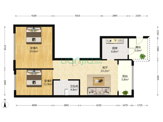 群力家园Q区 2室1厅1卫 113平方