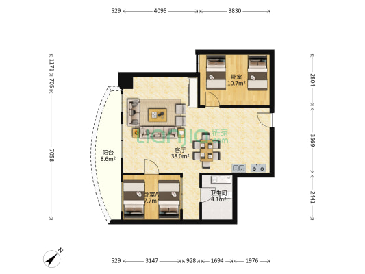 碧海蓝天一期 2室1厅1卫 103平方
