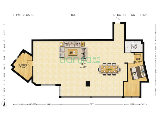 信达新居 2室1厅1卫 153平方