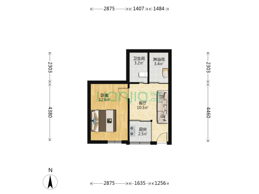 永安路108号 1室1厅2卫 42平方