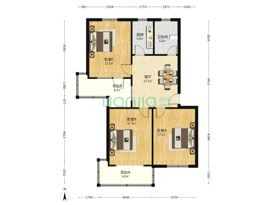 华江新村 3室1厅1卫 112平方