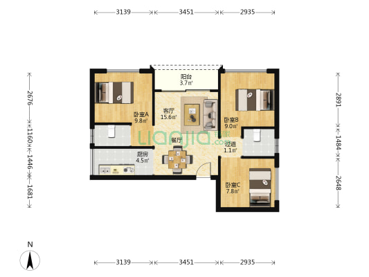 坦诚二街 3室1厅2卫 74平方