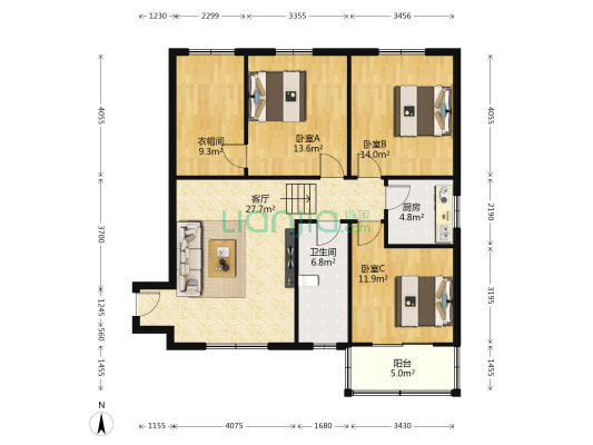 三和家园 3室1厅1卫 113平方