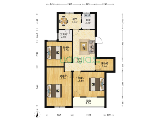 前横路79号 3室2厅1卫 90平方