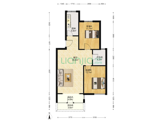 安联11公里 2室1厅1卫 86平方