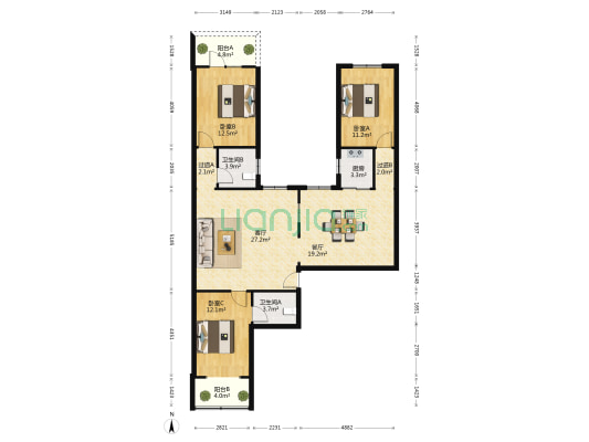 佳丽花园 3室2厅2卫 126平方