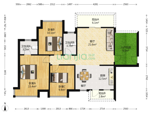 富盈公馆 3室1厅2卫 113平方