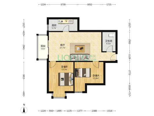 房本满五唯一，中间楼层采光好，配套齐全-户型图