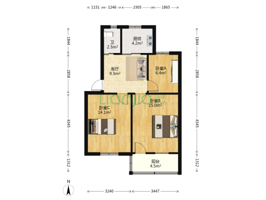 朱方路98号小区 3室1厅1卫 67平方