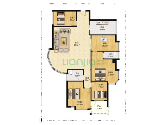 保利世纪绿洲二期 5室1厅2卫 147平方