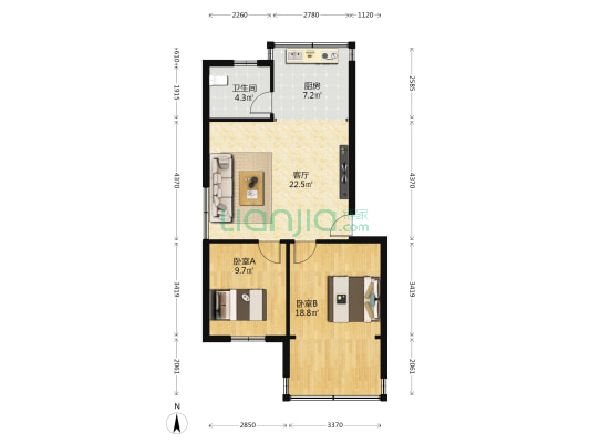 冶金小区 2室1厅1卫 64平方