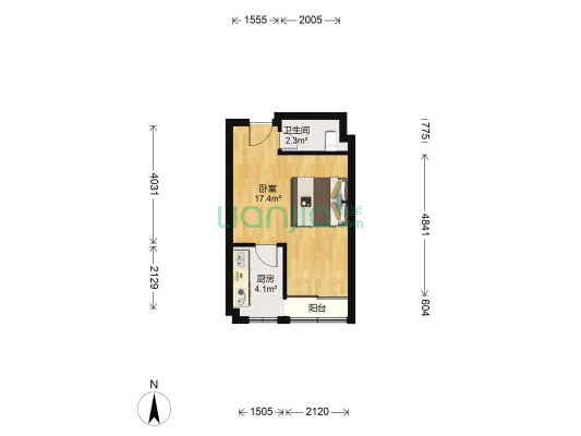 谋房博客 1室0厅1卫 32平方
