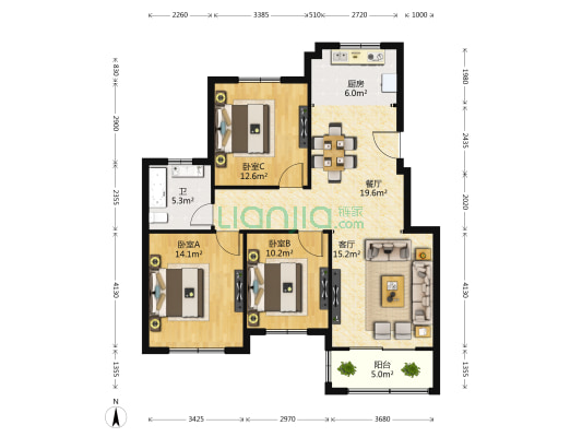 文苑新村 3室2厅1卫 111平方
