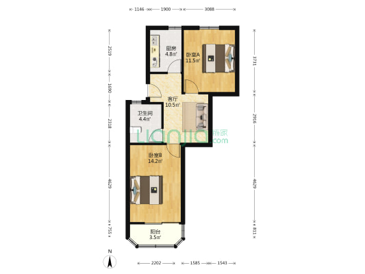 虹梅南路126弄 2室1厅1卫 60平方