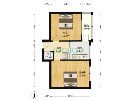 重型家属楼 2室1厅1卫 58平方