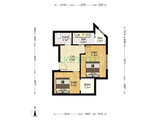 城市名居 2室0厅1卫 62平方
