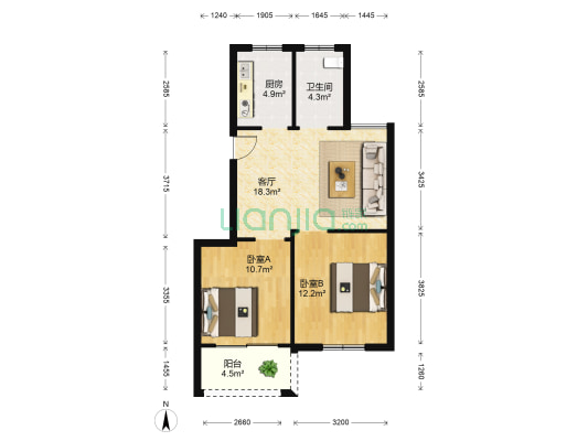 桃源二邨 2室1厅1卫 71平方