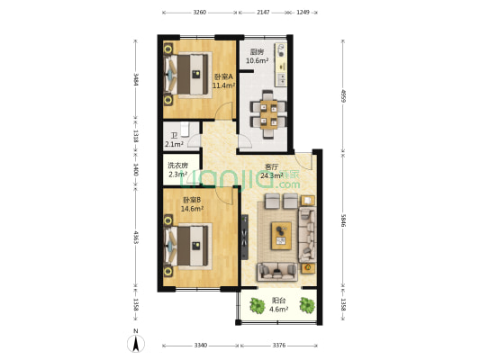 信用社家属楼 2室1厅1卫 89平方