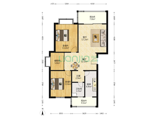 绿邑翠苑 2室2厅1卫 103平方