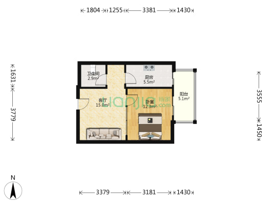 四季橙小区 1室1厅1卫 60平方
