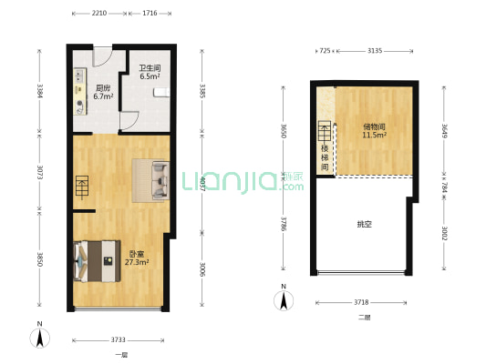 力雅广场 1室0厅1卫 46平方